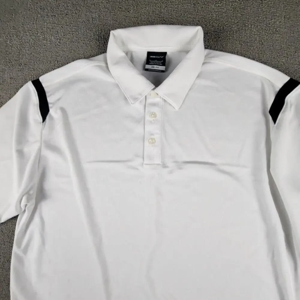Nike Golf Dri-FIT Polo Shirt Mens Large White Short Sleeve Moisture Wicking